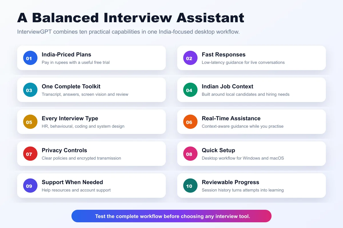 InterviewGPT ten-reason interview assistant comparison