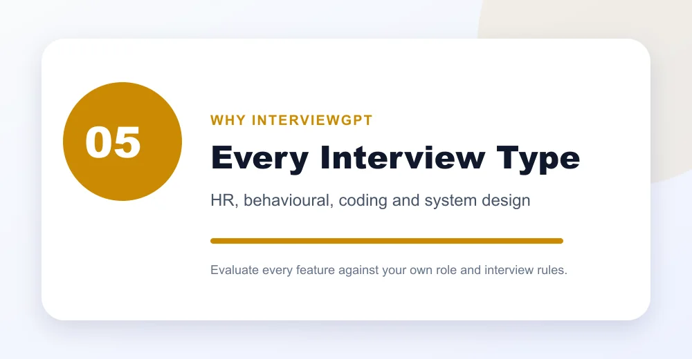 InterviewGPT supports technical HR coding and system design interviews